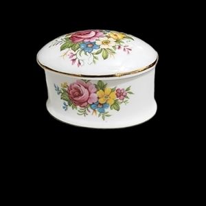 Vintage Lady Eleanor Fine Bone China Oval Floral Trinket Box- Made in England